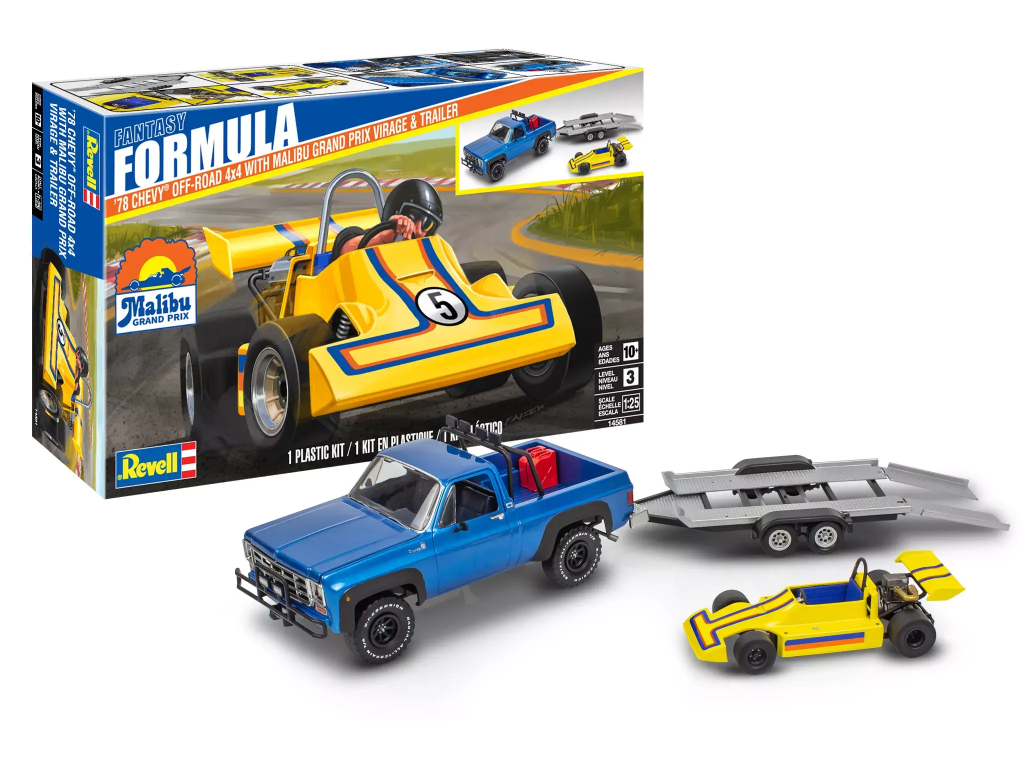 ‘78 Chevy Off-Road 4x4 w/ Malibu Grand Prix Virage & Trailer Revell 1:25