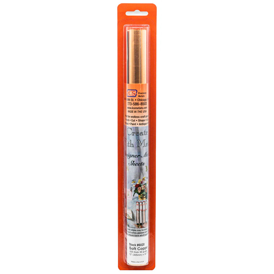 Copper Crafting Foil: 0.005" Thick x 12" Wide x 30" Long (1 Roll) #6020