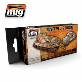 AMMO of Mig Jimenez AMIG-7106 Rust Effects Colors - Acrylic paint set for rust, chipping and all corrosion effects