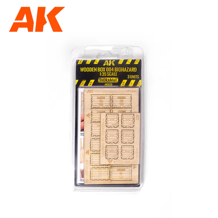 AK Interactive 1/35 Wooden Box 004 Biohazard, 3 Units AK8230