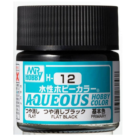 Mr Hobby - Gunze Aqueous Hobby Colors (10 ml) Flat Black H12