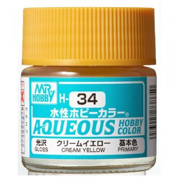 Mr Hobby - Gunze Aqueous Hobby Colors (10 ml) Cream Yellow H34